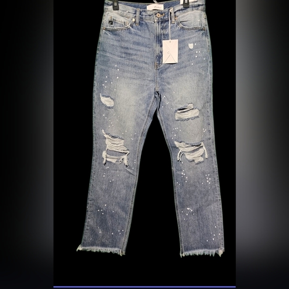 KanCan NWT Light Blue Distressed High Rise Slim Straight Waist 29 Inseam 29 - Picture 4 of 6